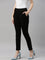 Women Solid Black Mid Rise Suede Treggings