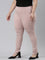 Women Solid Baby Pink Stretch Ponte Pants