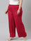 Women Solid Fuchsia Woven Viscose Mid Rise Basic Palazzos