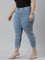 Women Solid Light Blue Denim Cropped Jeggings