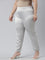 Women Solid Silver Mid Rise Shiny Pants