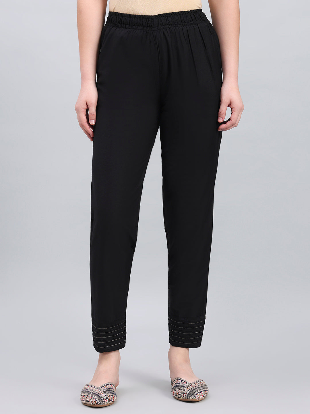 Modal Black Festive Metallic Pants