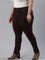 Women Solid Dark Wine Mid Rise Suede Treggings