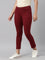 Women Solid Light Maroon Mid Rise Cropped Jeggings