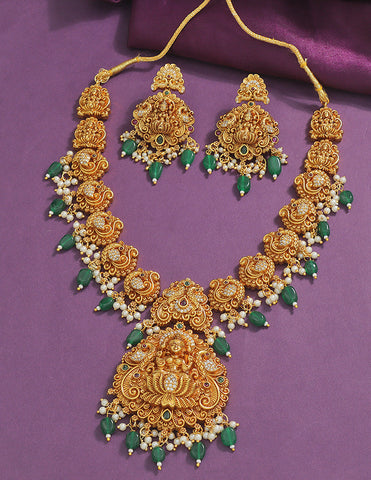 Designer Lakshmi Devi Kempu Necklace Set