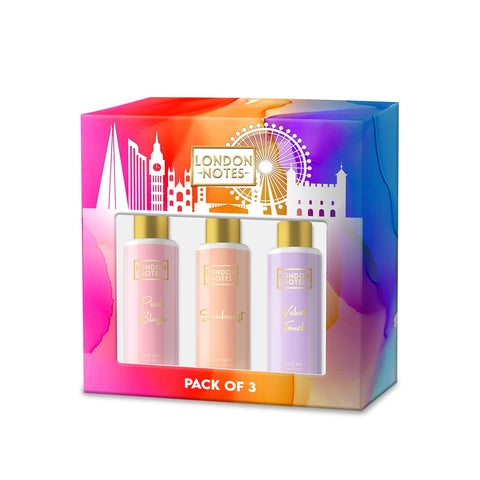 London Notes Pack Of 3 50ML Body Spray Gift Set