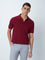 WES Casuals Maroon Relaxed-Fit Polo T-Shirt