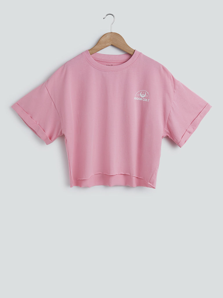 Y&F Kids Pink Crop T-Shirt