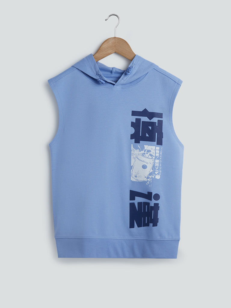 Y&F Kids Blue Hooded T-Shirt