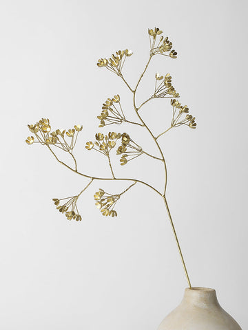 Westside Home Golden Metal Gypsophilia Stem