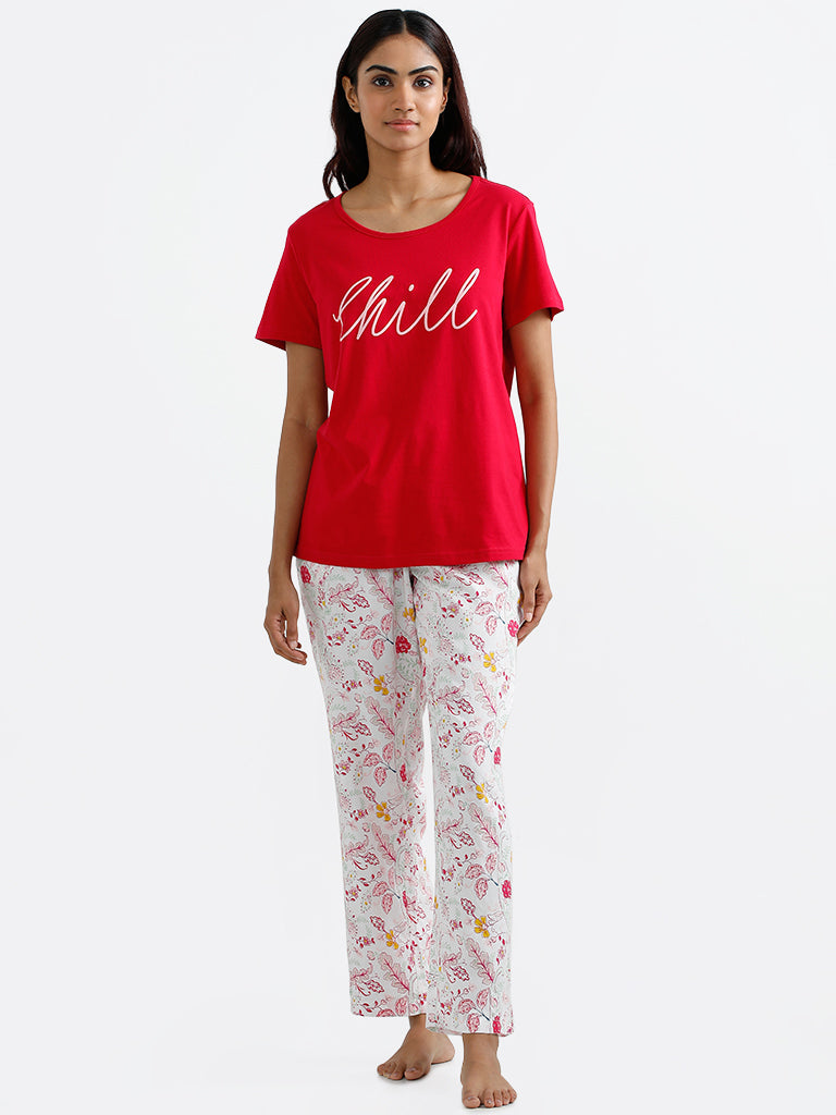 Wunderlove Sleepwear Cherry Red Chill Printed T-Shirt – Cherrypick