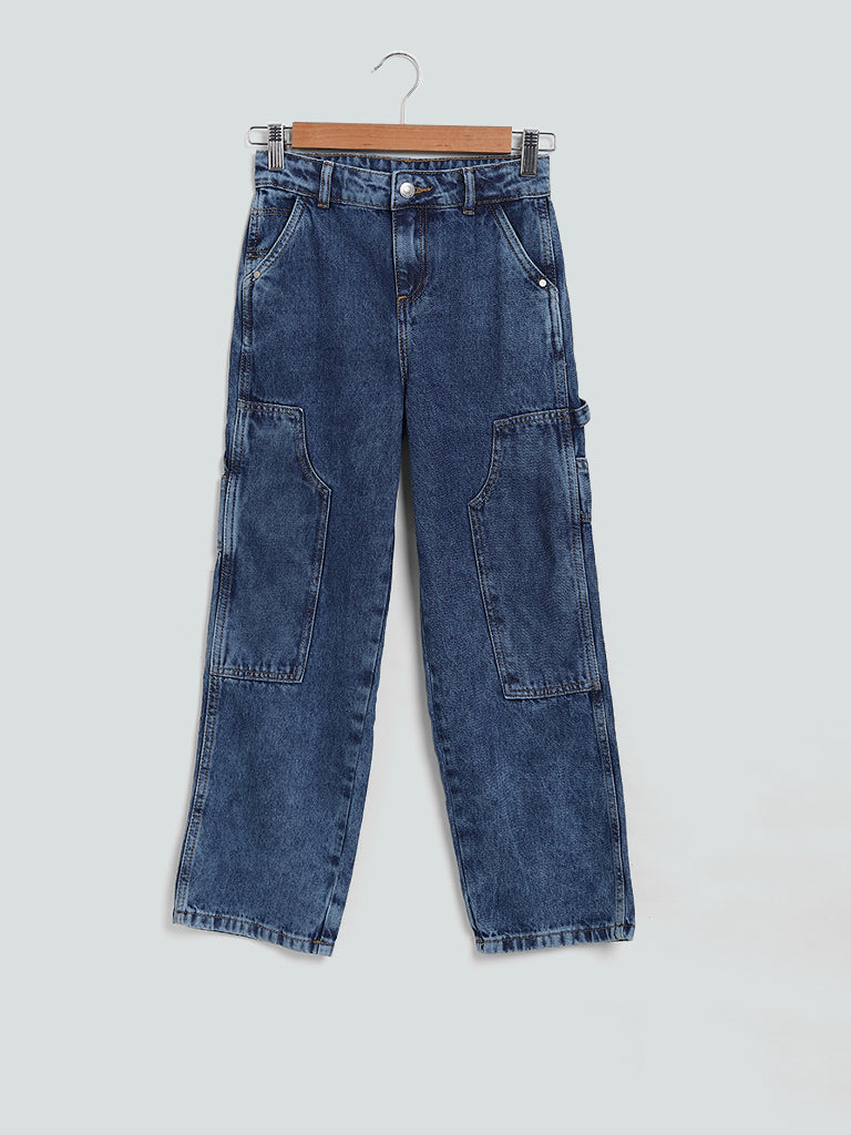 Y&F Kids Blue Mid Wash Mid Rise Bosco Jeans
