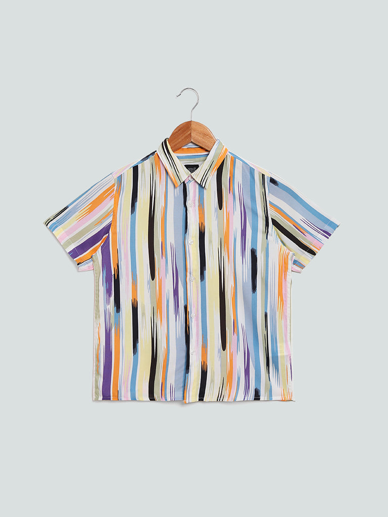 Y&F Kids Multicolored Stroke Striped Resort Fit Shirt