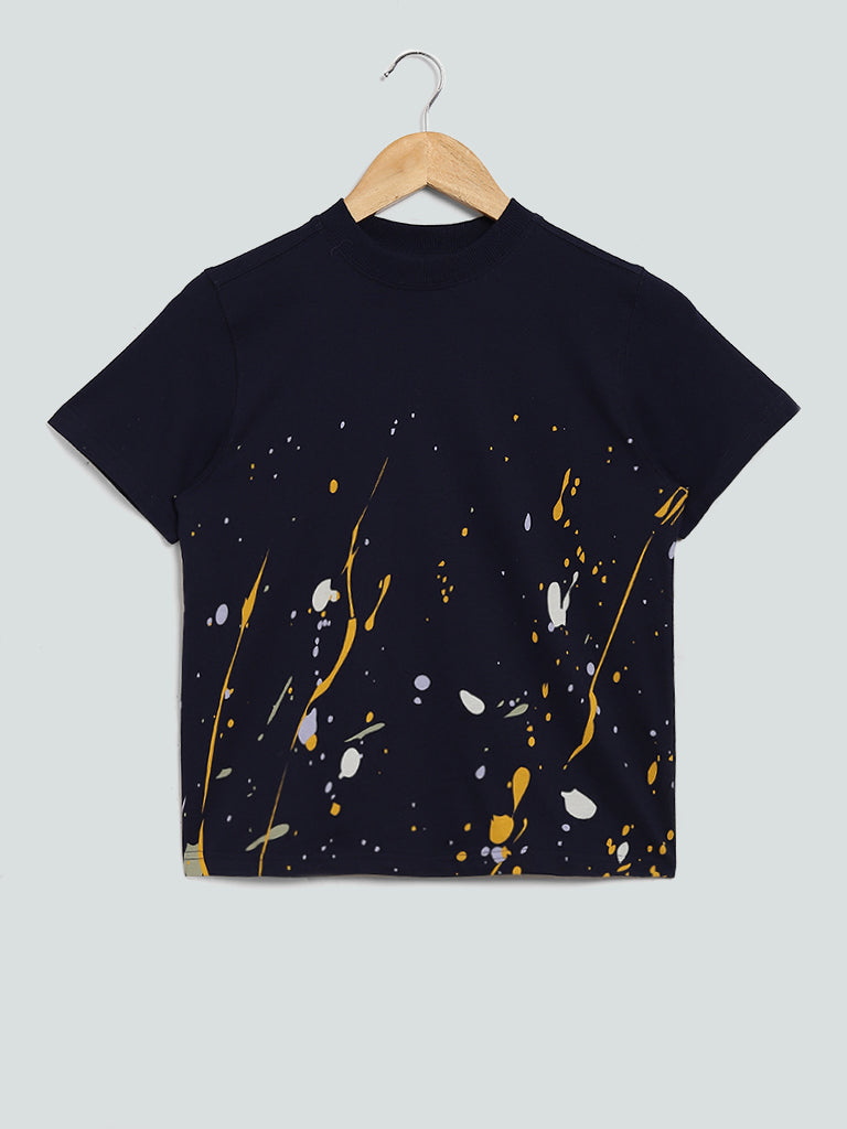 Y&F Kids Black Splatter Pattern T-Shirt