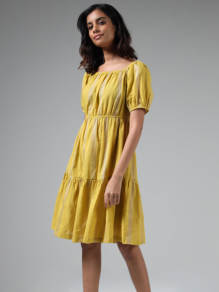 Bombay Paisley Mustard Yarn Dyed Tiered Dress – Cherrypick