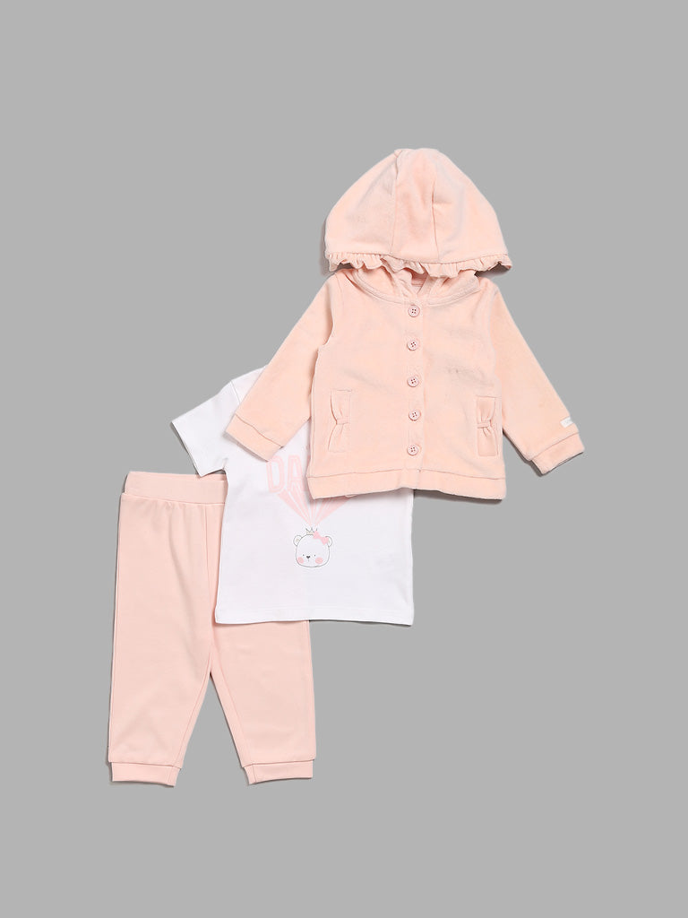 HOP Baby Pink T-Shirt, Pants and Cardigan Set – Cherrypick