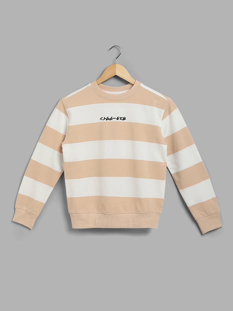 Y&F Kids Beige Striped Sweatshirt