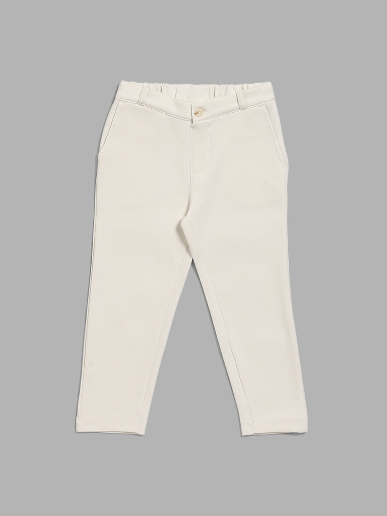 Off-White Cotton Pants for Ladies - Work Wear Cotton Trousers for Women |  CraftsandLooms – CraftsandLooms.com