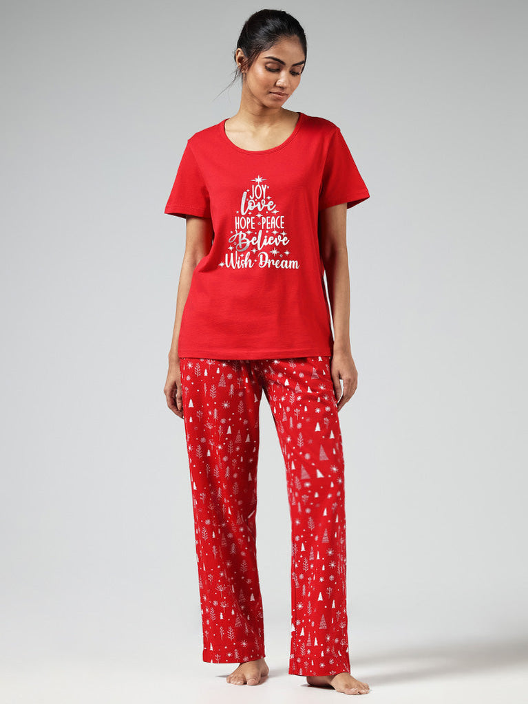 Buy Wunderlove Brown Self-Patterned Mid-Rise Pyjamas from Westside