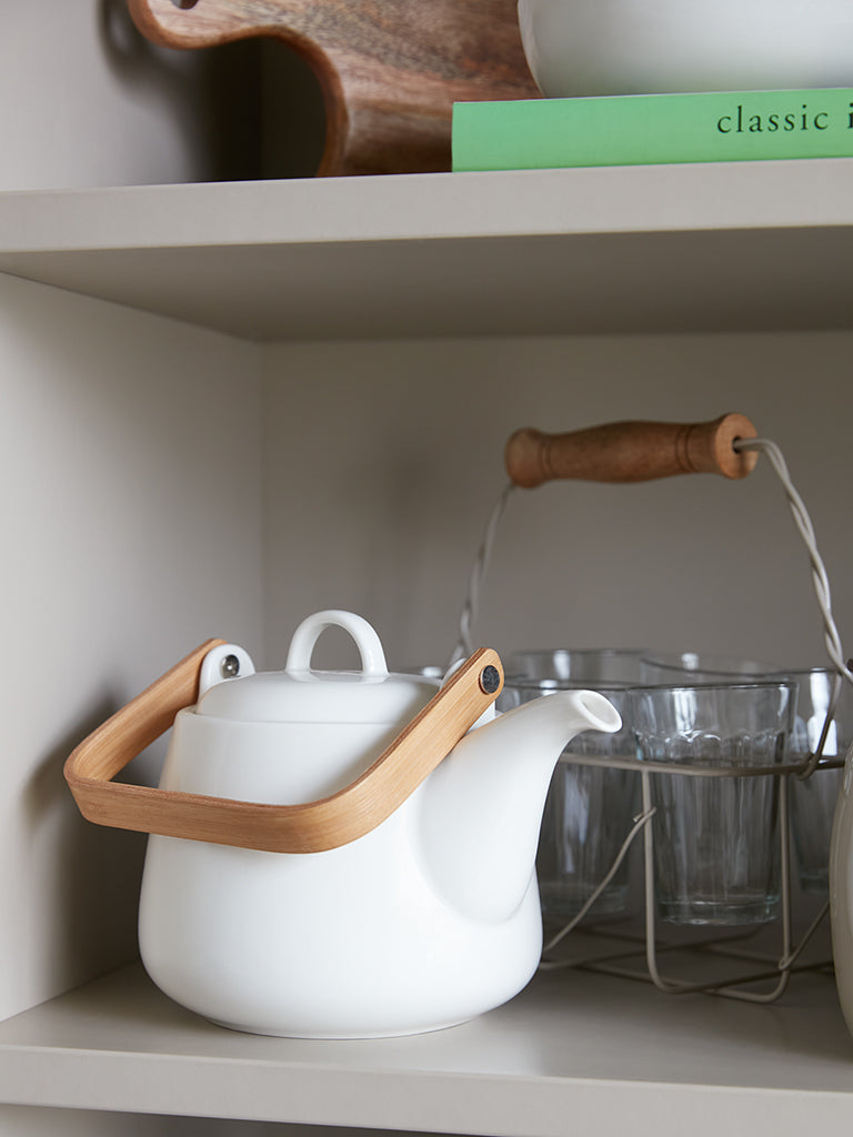 Westside Home White Chai Kettle with Wood Handle