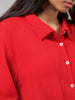 Wunderlove Solid Red Crinkled Shirt