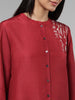 Zuba Maroon Floral Embroidered Buttoned Down Kurti
