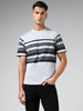 WES Lounge Grey Striped Relaxed Fit T-Shirt