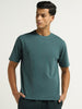 WES Lounge Dark Green Textured Relaxed Fit T-Shirt