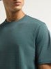 WES Lounge Dark Green Textured Relaxed Fit T-Shirt