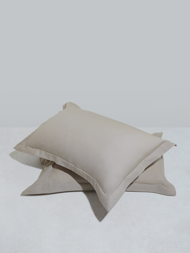 Westside Home Taupe Solid Pillowcover (Set of 2)