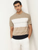 WES Lounge Beige Colour-Block Relaxed Fit T-Shirt