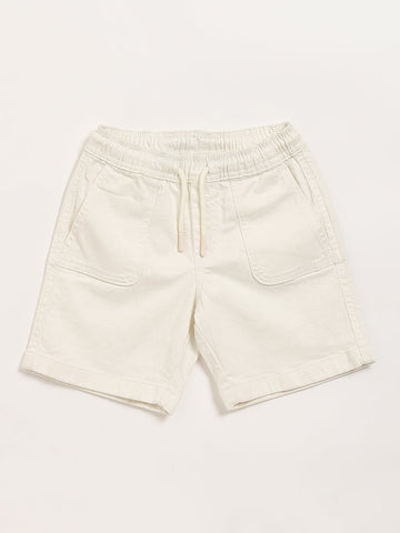 HOP Kids Solid Off-White Shorts