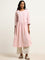 Utsa Pink Pintuck A-Line Cotton Kurta