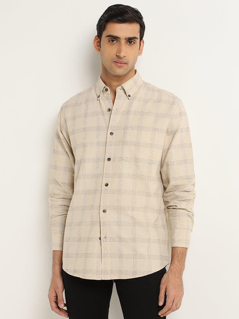 Buy Wunderlove Beige Crinkled Relaxed Fit Shirt from Westside