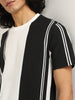 Nuon Black Monochrome Striped Slim Fit T-Shirt