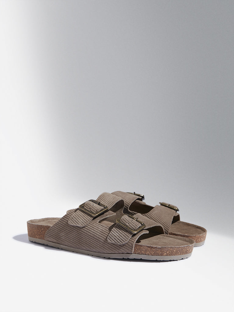 SOLEPLAY Taupe Dual Strap Leather Sandals