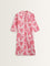 Utsa Pink Floral Pattern Straight Cotton Kurta