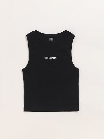 Y&F Kids Black Self-Striped Tank Top