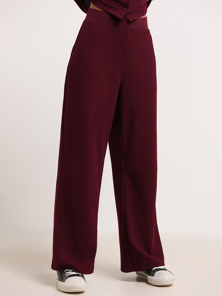 Superstar Burgundy Wide-Leg Pants – Cherrypick