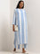 Utsa Blue Striped Cotton Buttoned Down Kurta