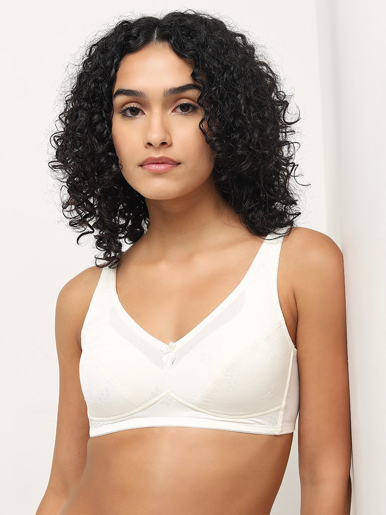 Wunderlove Ivory Jacquard Embroidered Padded Bra