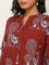 Utsa Maroon Straight Fit Printed Cotton Kurta