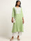 Utsa Green Mirror Cotton Blend Embroidered Kurta