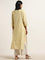 Utsa Yellow Stripe Printed A-line Kurta