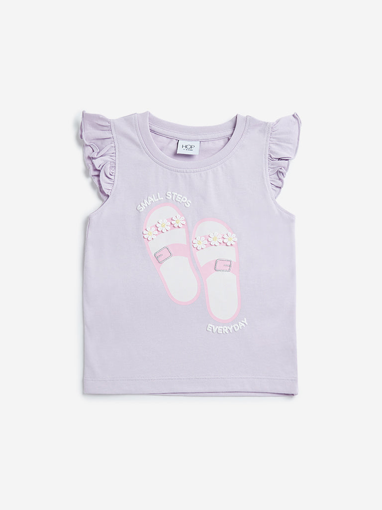 HOP Kids Lilac Printed T-Shirt