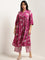 Diza Purple Foliage Print A-Line Kurta