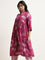 Diza Purple Foliage Print A-Line Kurta