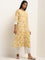 Utsa Mustard Ikat Design A-Line Cotton Blend Kurta