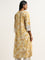 Utsa Mustard Ikat Design A-Line Cotton Blend Kurta