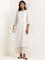 Utsa White Mirror-Detailed Blended Linen A-Line Kurta